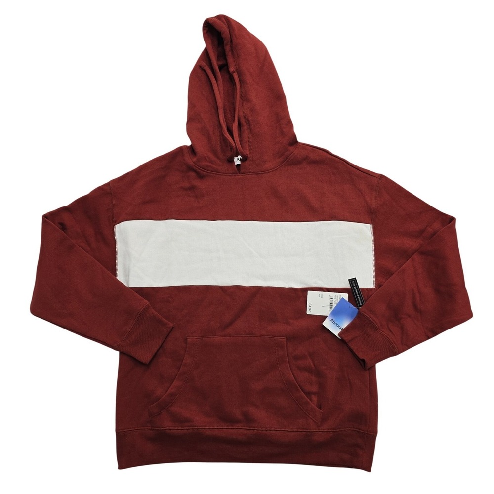 Abound Womens Red Fire White Colorblock Fleece Hoodie XXS New With Tags